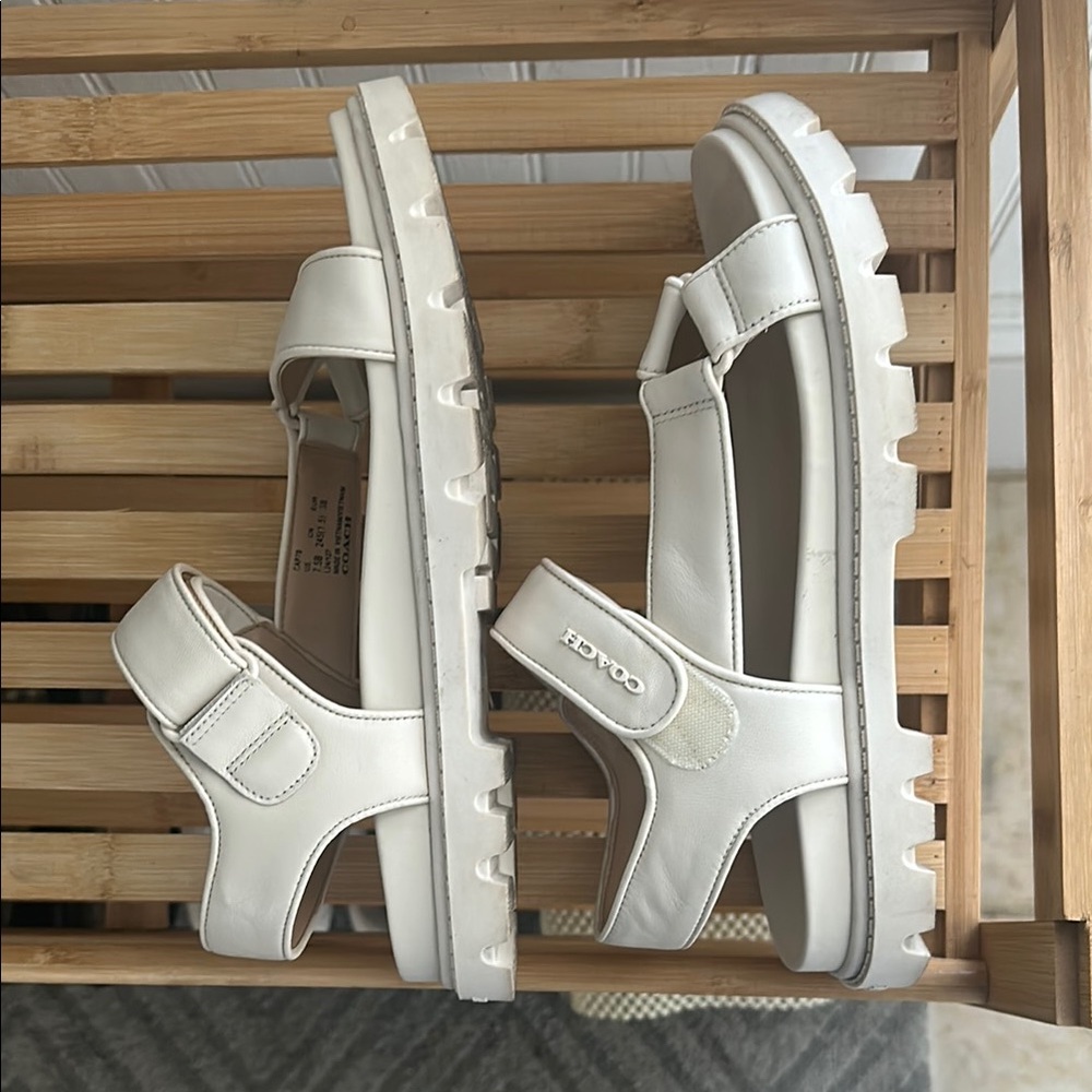 Coach White Sandals with Velcro Straps